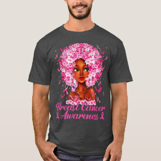 Camiseta Black Girl Woman Support Believe Breast Cancer Awa