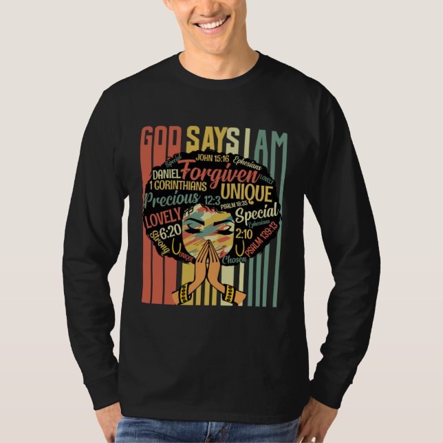 Camiseta Black Girls God Says I Am Black History Month Mela (Anverso)