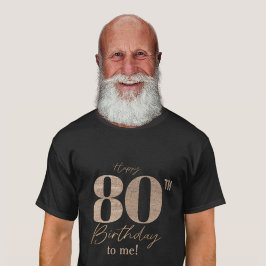 Camiseta Black & Gold Elegant Glitter 80th Photo Birthday