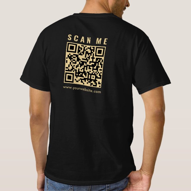 Camiseta Black Gold Scan Me QR Code Mens impresión de doble (Reverso)