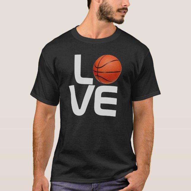 Camiseta Black Gray Love Basketball Game Sport TShirt (Anverso)