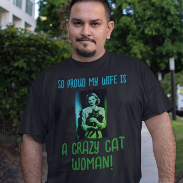 Camiseta Black Green Blue Mens Personalizada Crazy Cat Woma (Or personalize with your own message.)