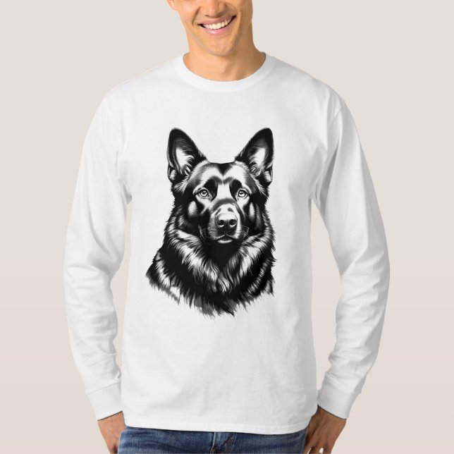 Camiseta Black GSD Portrait Long Sleeve T-Shirt (Anverso)