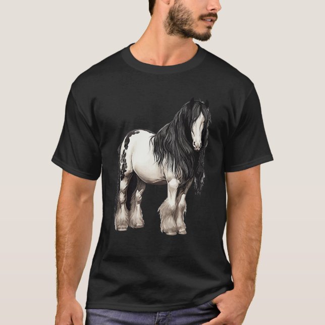 Camiseta Black Gypsy Vanner Horse  Riding Equestrian (Anverso)