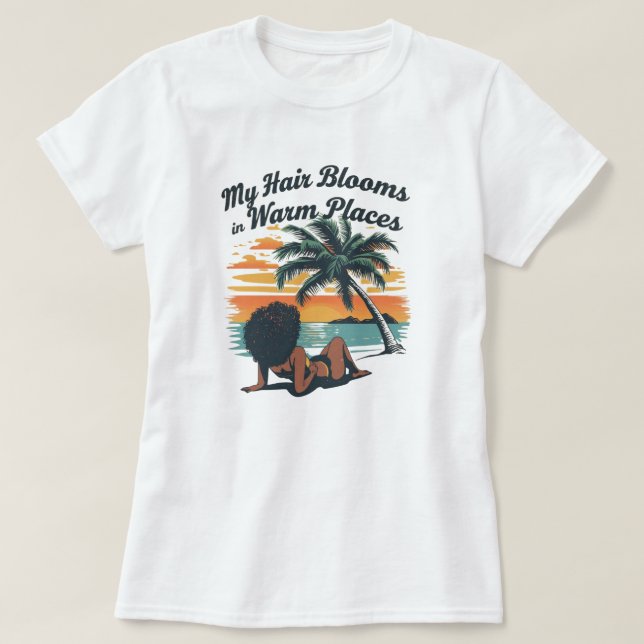 Camiseta Black Hair Summer Beach Afro Custom Tee (Diseño del anverso)