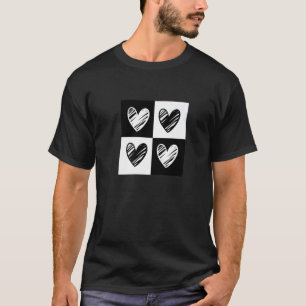 Camiseta Black Hearts Love Pattern Cute El día de San Valen