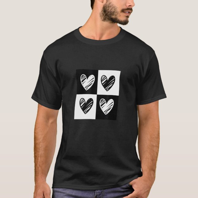 Camiseta Black Hearts Love Pattern Cute El día de San Valen (Anverso)
