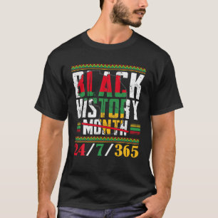 Camiseta Black History 24 7 365 Africa Map BHM Pride Afro W