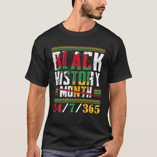 Camiseta Black History 24 7 365 Africa Map BHM Pride Afro W (Anverso)