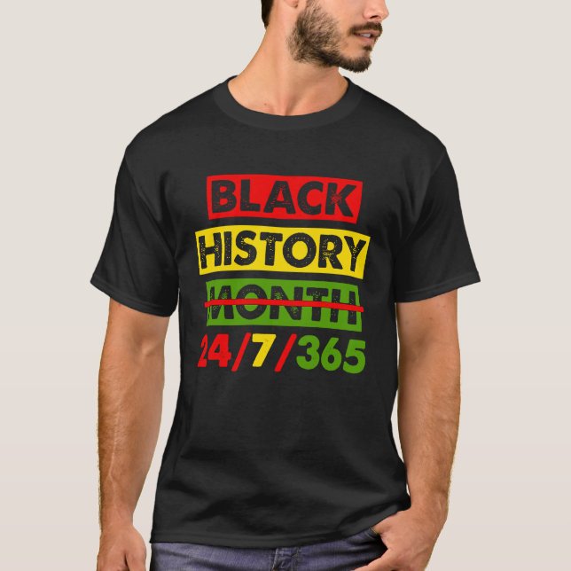 Camiseta Black History 24 7 365 Africa Map BHM Pride Afro W (Anverso)
