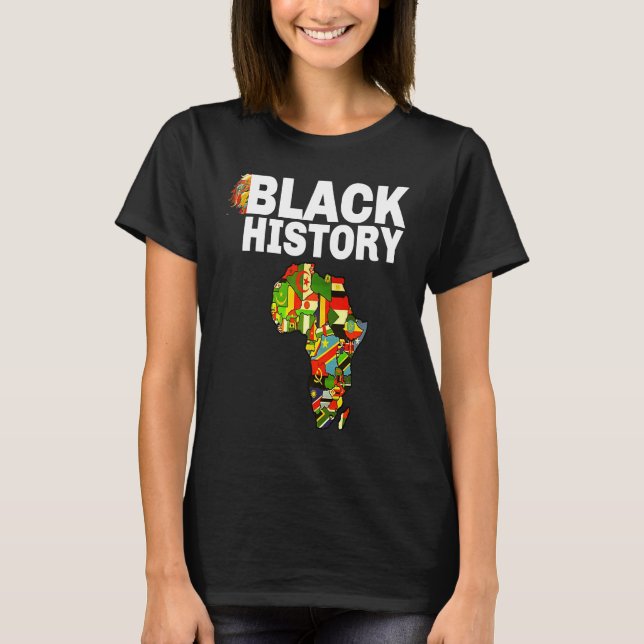 Camiseta Black History Africa Map African Flag Pride (Anverso)