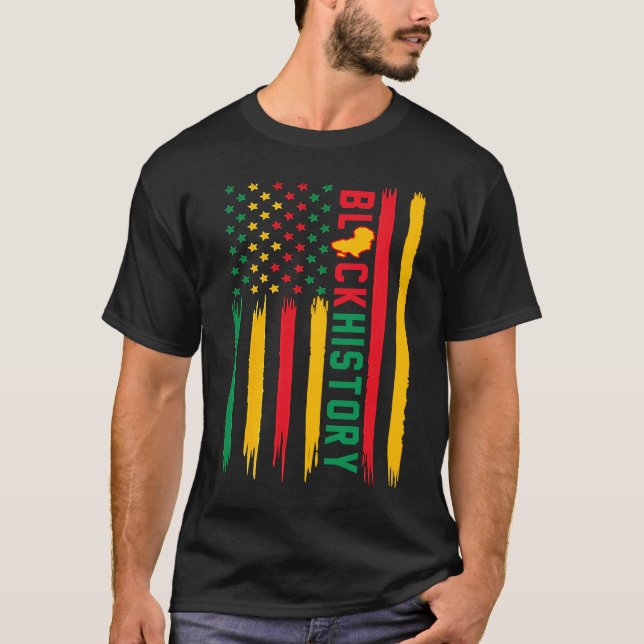 Camiseta Black History In USA Flag American Grow African Ro (Anverso)