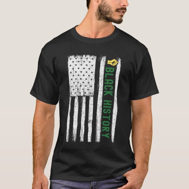 Camiseta Black History In USA Flag Month African American (Anverso)