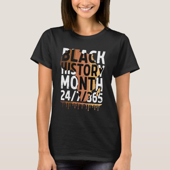 Camiseta Black History Month 2023 Black History 365 Melanin (Anverso)