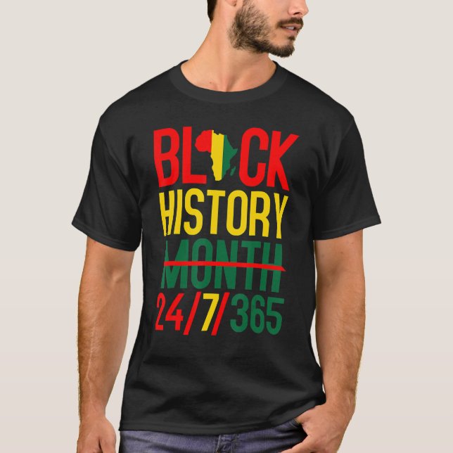 Camiseta Black History Month 24 7 365 Afro African Pride Me (Anverso)