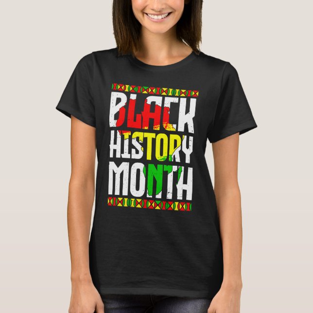 Camiseta Black History Month African Map Flag Afro Freedom (Anverso)