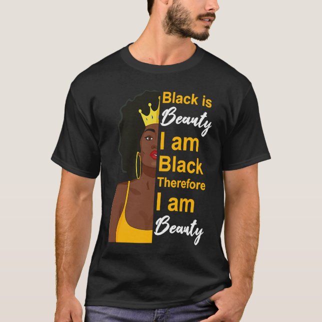 Camiseta Black History Month  Beautiful Melanin Poppin Girl (Anverso)