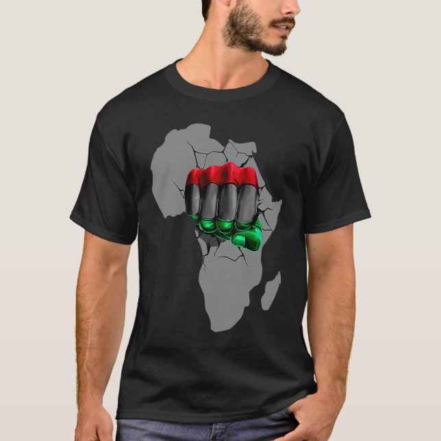 Camiseta Black History Month BHM Afro Pride Hand Fist Black (Anverso)