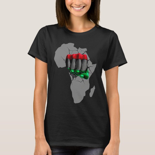 Camiseta Black History Month BHM Afro Pride Hand Fist Black (Anverso)