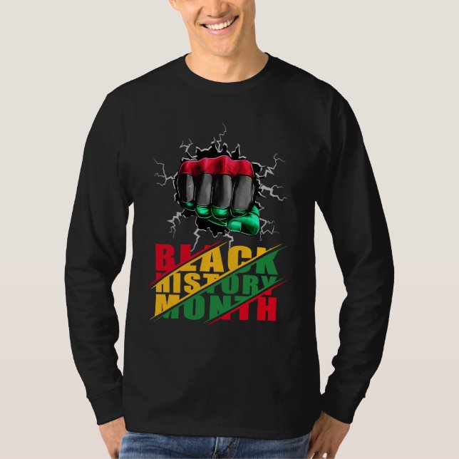 Camiseta Black History Month BHM Afro Pride Hand Fist Black (Anverso)