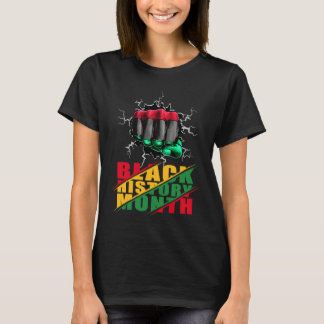 Camiseta Black History Month BHM Afro Pride Hand Fist Black