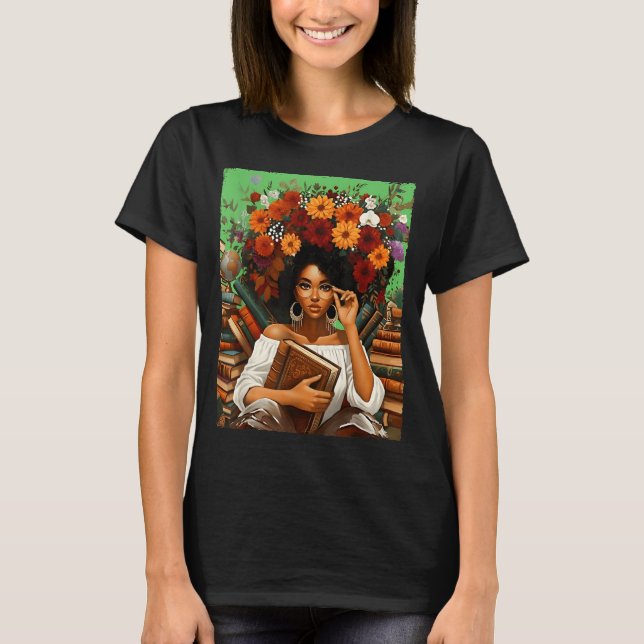 Camiseta Black History Month Black Afro Girl Women Book Lov (Anverso)