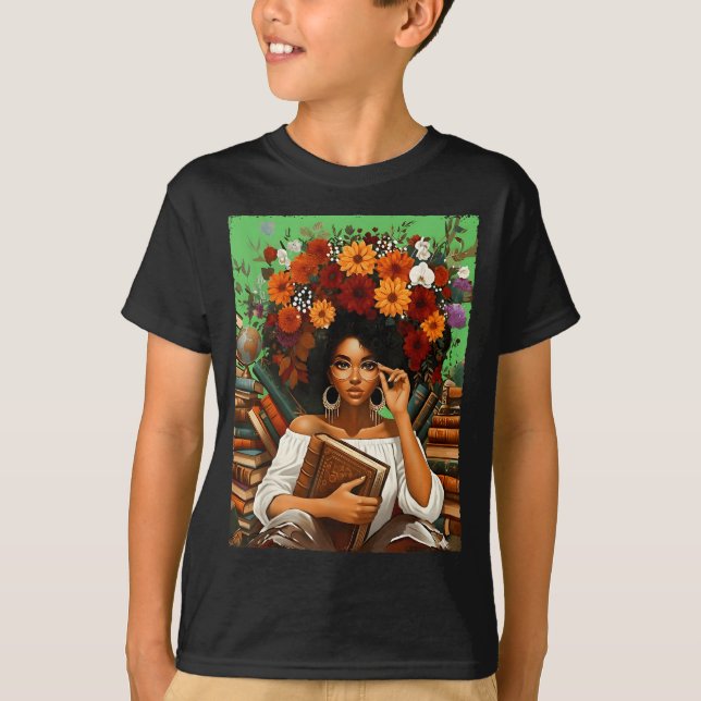 Camiseta Black History Month Black Afro Girl Women Book Lov (Anverso)