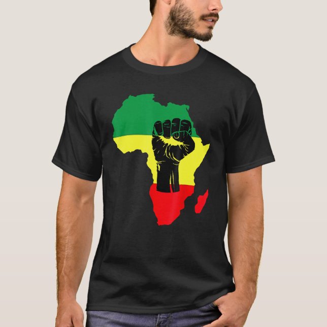 Camiseta Black History Month Celebration African Map Fist T (Anverso)