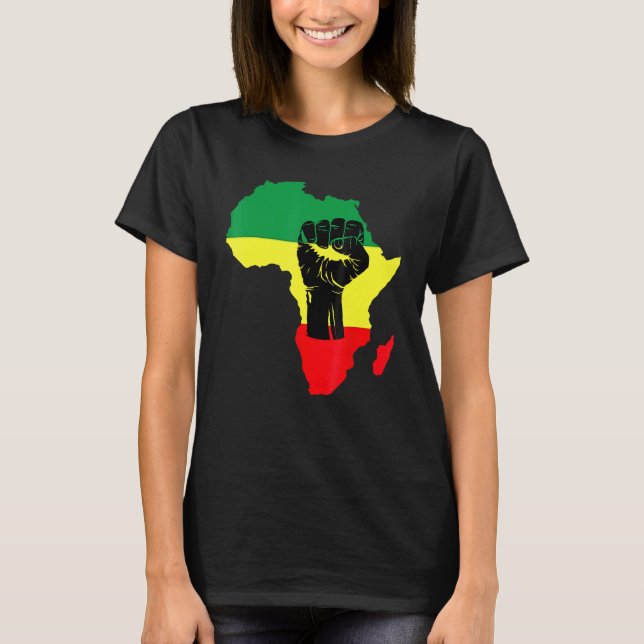 Camiseta Black History Month Celebration African Map Fist T (Anverso)