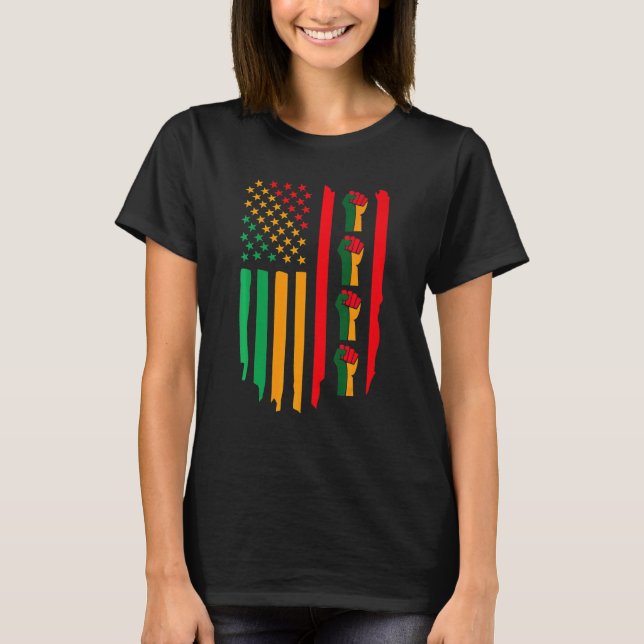 Camiseta Black History Month Fist American Flag Africa Colo (Anverso)