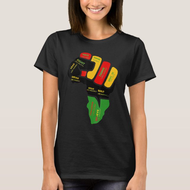 Camiseta Black History Month Fist Black Power African Women (Anverso)