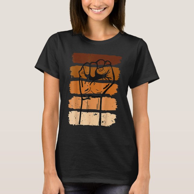 Camiseta Black History Month Fist Gift Women Men Kids_1 (Anverso)