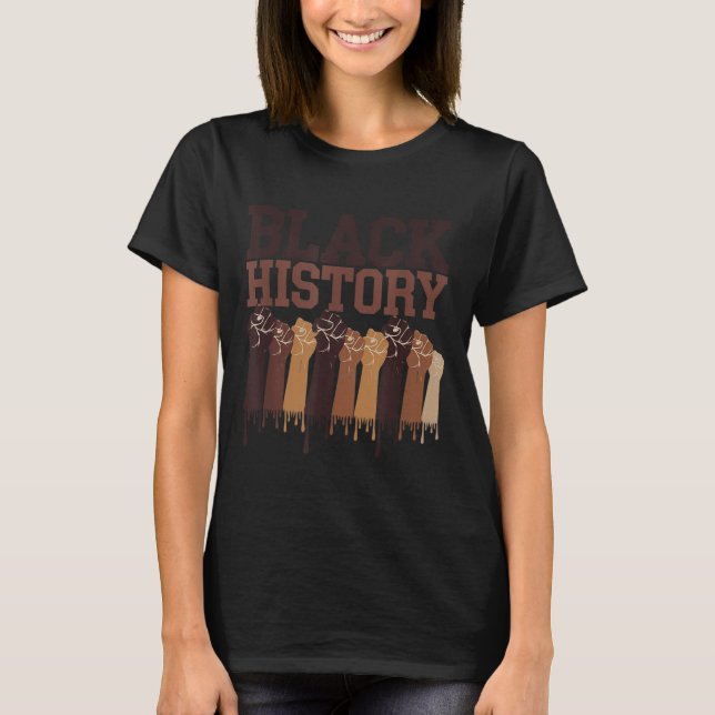 Camiseta Black History Month Hands Symbol Afro Motivation  (Anverso)
