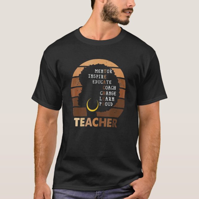 Camiseta Black History Month Inspiration Teacher Afro Melan (Anverso)