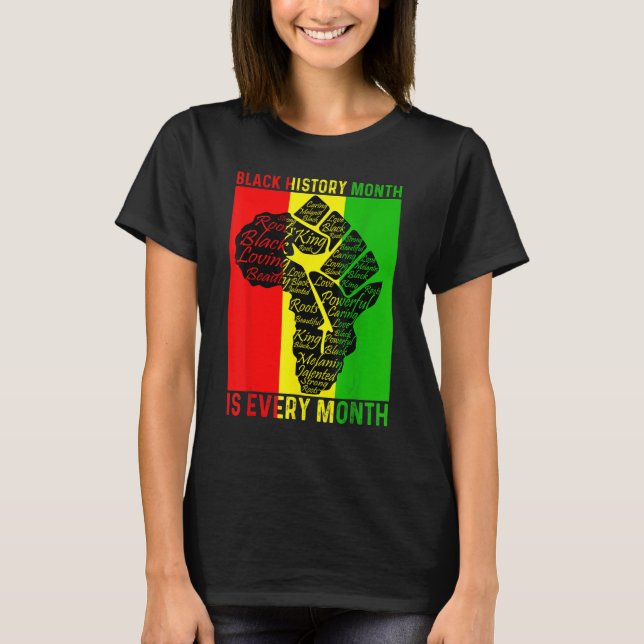Camiseta Black History Month Is Every Month Power Fist Afri (Anverso)