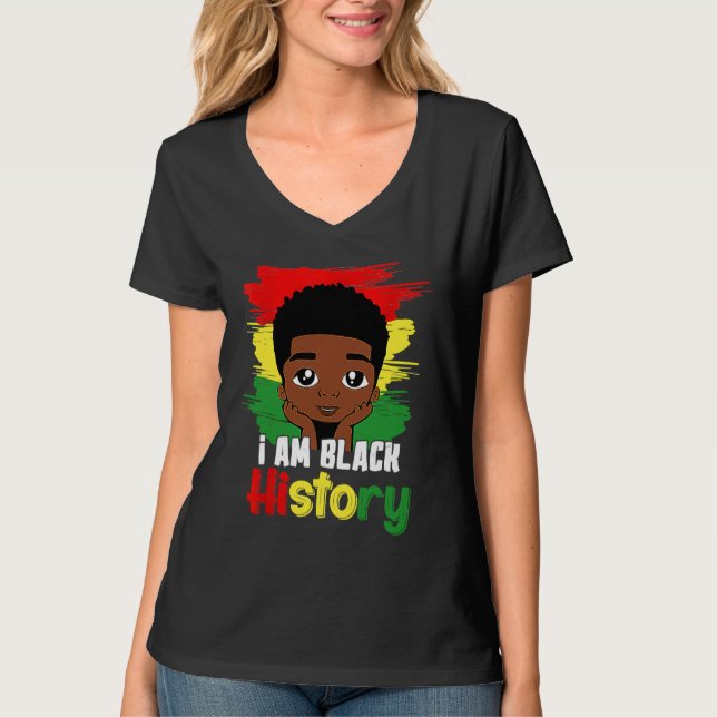 Camiseta Black History Month Kids Boys I am African America (Anverso)