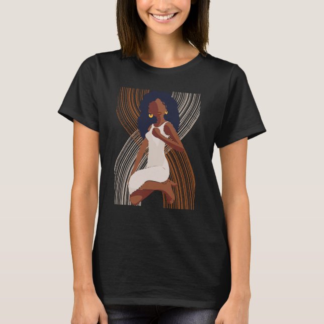 Camiseta Black History Month Minimalist Queen Melanin Boho  (Anverso)
