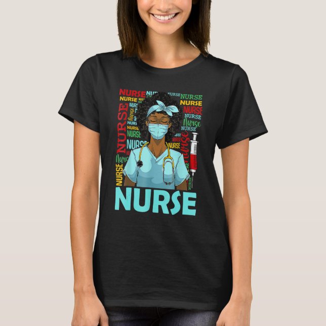 Camiseta Black History Month Nurse Afro Girl Womens Day Gra (Anverso)