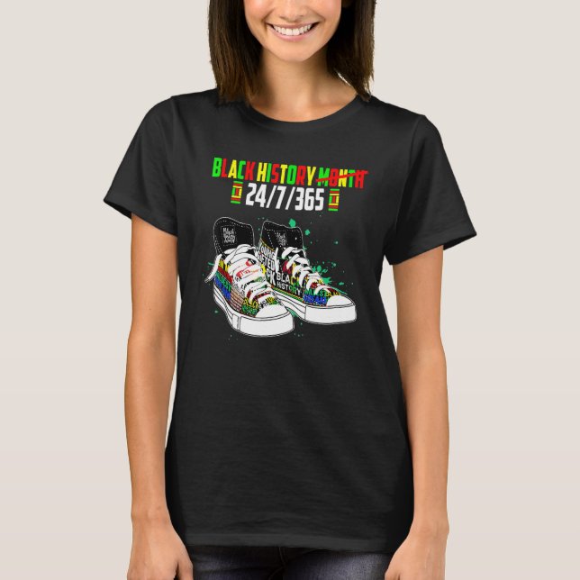 Camiseta Black History Month Shoes 24 7 365 African America (Anverso)