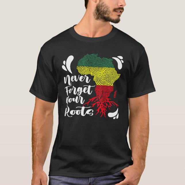 Camiseta Black History Never Forget Your African Roots Mela (Anverso)
