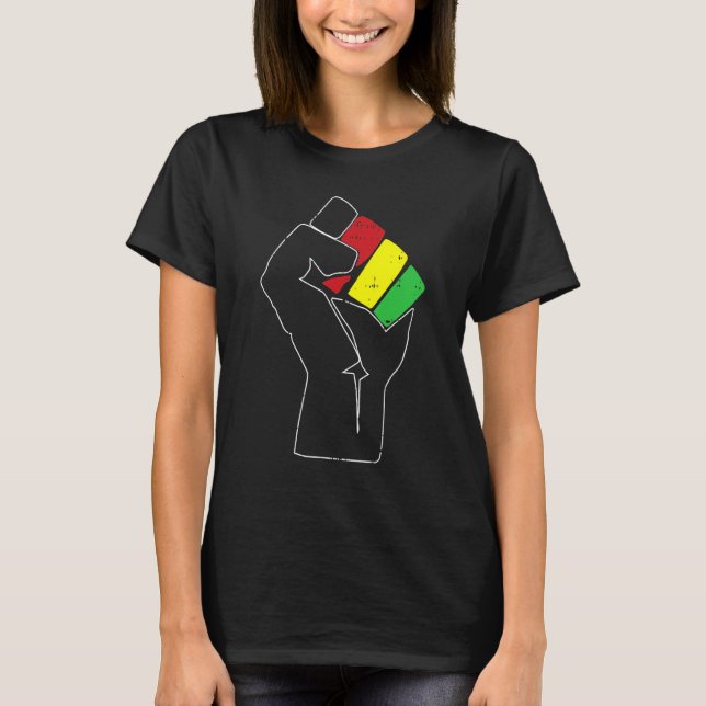 Camiseta Black History Power Fist Africa Flag African Ameri (Anverso)