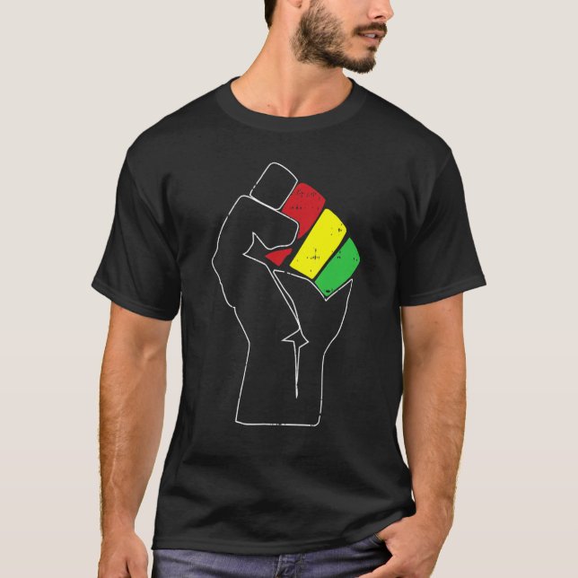 Camiseta Black History Power Fist Africa Flag African Ameri (Anverso)