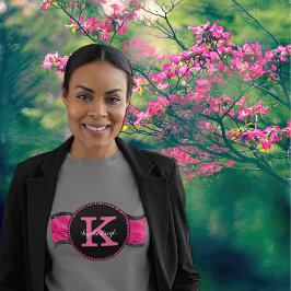 Camiseta Black Hot Pink Gray Waves Giram Glam Monograma Nom