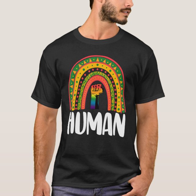 Camiseta Black Human Power Rainbow Women African Black Hist (Anverso)