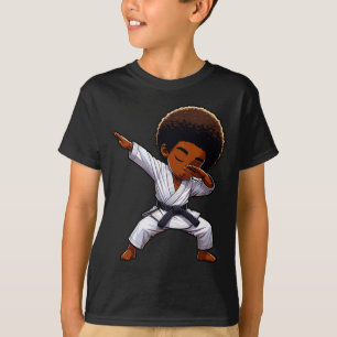 Camiseta Black Kid Karate Gracioso Dabbing Afro Black Belt 