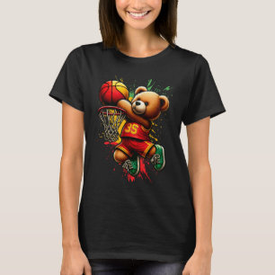 Camiseta Black King Dunking Bysketbyll Black History Bear 1