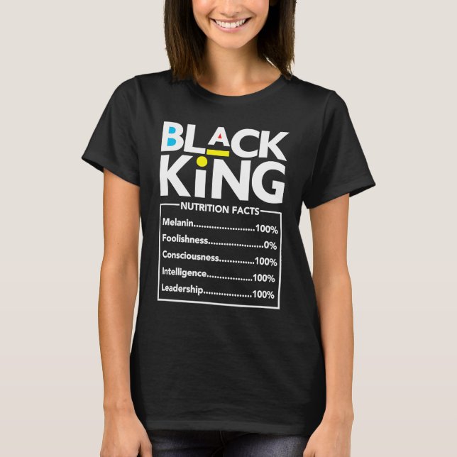 Camiseta Black King Nutrition Facts Son Baby Boy Melanin To (Anverso)