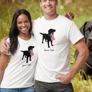 Camiseta Black Lab Dog con la bandera estadounidense de los