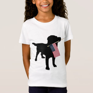 Camiseta Black Lab Dog Holding 4 de julio Bandera Patriótic