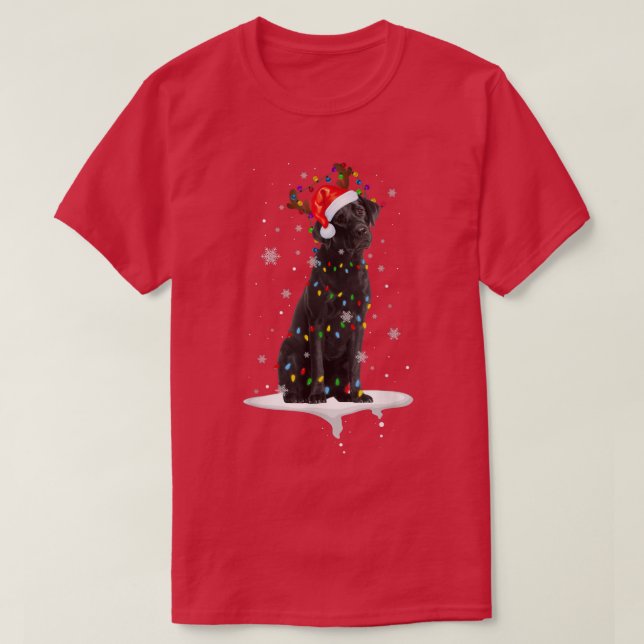 Camiseta Black Lab Labrador Árbol de Navidad Luz Pajama Per (Diseño del anverso)